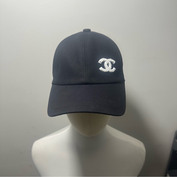 CHANEL Black Cap with White Logo main image 6
